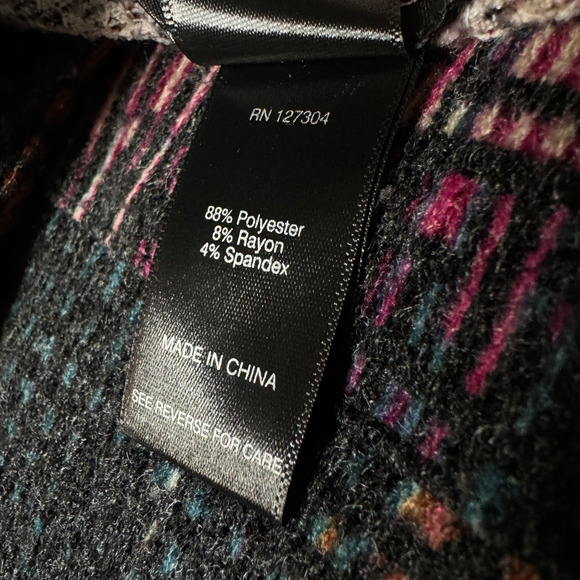 Ali Miles Abstract Peplum Wired Collar Brushed Knit Jacket Artsy Size 2X - Picture 8 of 8